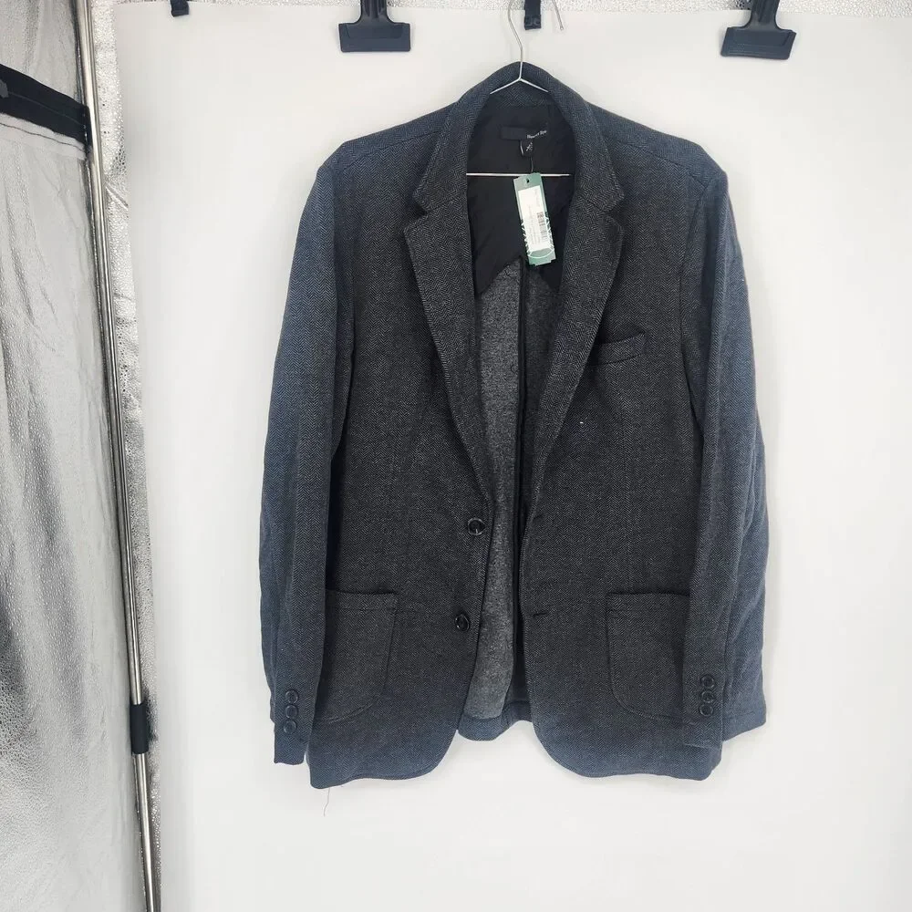 Hawker Rye‎ Men's Black Large Herringbone Knit Sportscoat NWOT